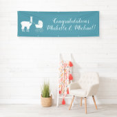 Llama Baby Shower Niedlich Blue Boy Banner (Insitu)