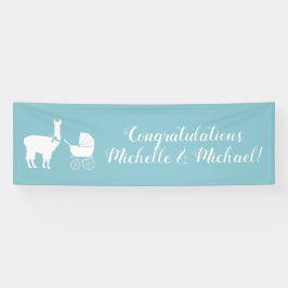 Llama Baby Shower Niedlich Blue Boy Banner
