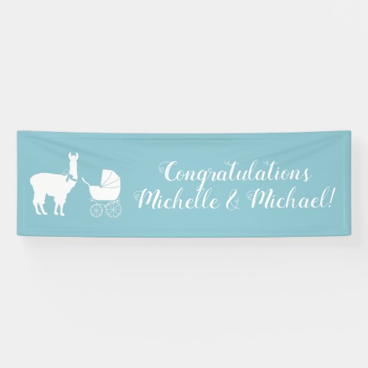 Llama Baby Shower Niedlich Blue Boy Banner (Horizontal)
