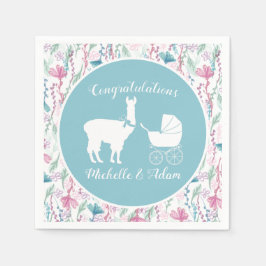 Llama Baby Shower Niedlich Blue Boy Serviette