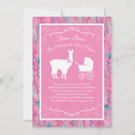 Llama Baby Shower Niedlich Pink Girl Mama Einladun Einladung