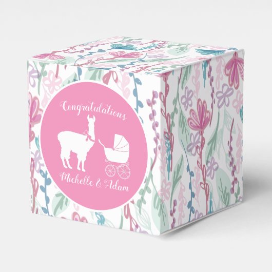 Llama Baby Shower Pink Girl Geschenkschachtel (Vorderseite)