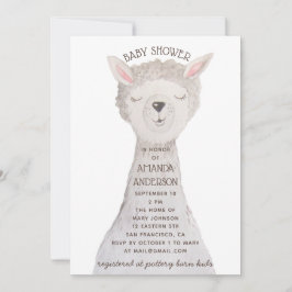 Llama Baby Shower | Sweet Watercolor Alpaca Animal Einladung