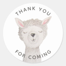 Llama Baby Shower Thank You | Cute Alpaca Animal Runder Aufkleber