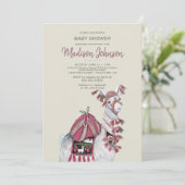 Llama | Babydusche | Peach | Einladung (Stehend Vorderseite)