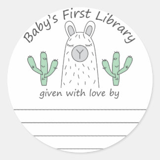 Llama Baby's erste Bibliothek Buchzeichen Rundaufk Runder Aufkleber