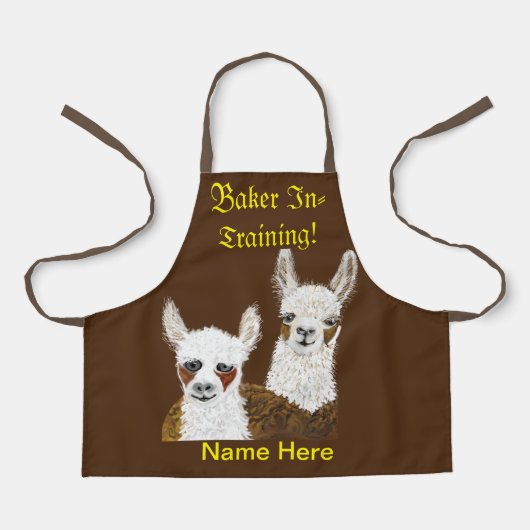 Llama Baker in Ausbildung und (Name hier) Kinder Schürze (Vorderseite)