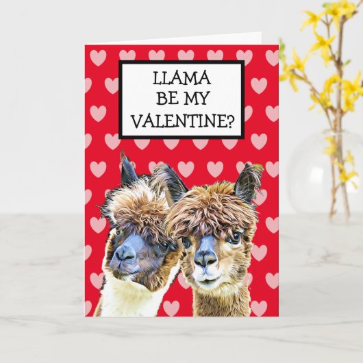 Llama bin mein Valentin? Ich liebe dich! Karte (Gelbe Blume)