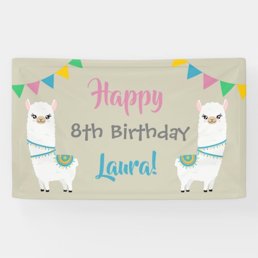 Llama Birthday Banner (Horizontal)