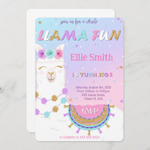 Llama Birthday Einladung