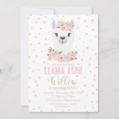 Llama Birthday Einladung Blush Floral Girl (Vorderseite)