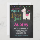 Llama Birthday Einladung - Chalkboard (Vorderseite)