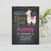 Llama Birthday Einladung - Chalkboard (Stehend Vorderseite)