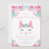 Llama Birthday Einladung Ganzes Llama Fun Party (Vorderseite)