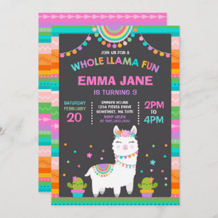 Llama Birthday Einladung Ganzes Llama Fun Party