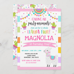 Llama Birthday Einladung Ganzes Llama Fun Party