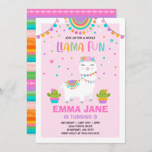 Llama Birthday Einladung Ganzes Llama Fun Party