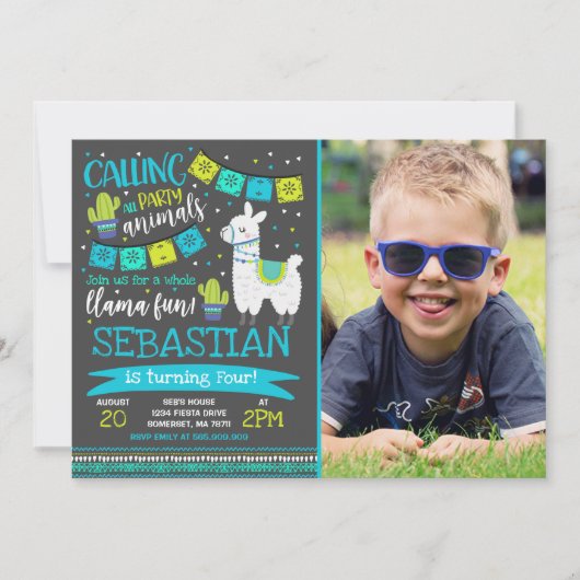 Llama Birthday Einladung Ganzes Llama Fun Party (Vorderseite)