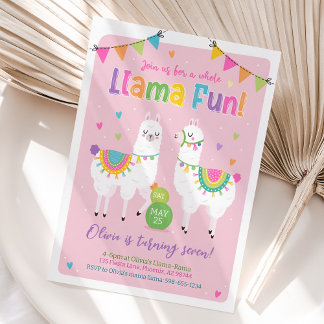 Llama Birthday Einladung, Llama Fiesta Einladung