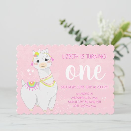 Llama Birthday Einladungen | Fiesta Theme (Stehend Vorderseite)