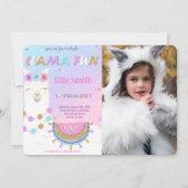 Llama Birthday Foto Einladung (Vorderseite)