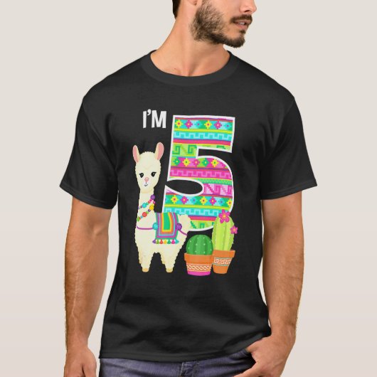 Llama Birthday Ich bin 5 Farm Llama Thema 5. Gebur T-Shirt (Vorderseite)
