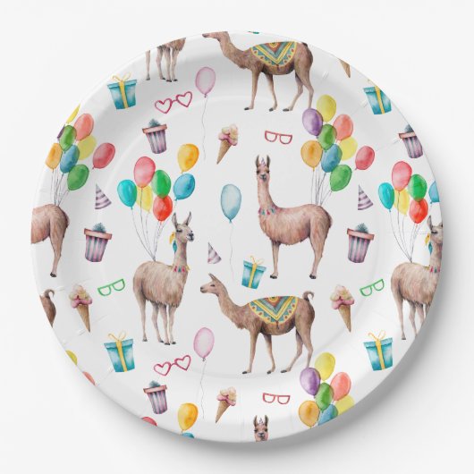 Llama Birthday Party | Benutzerdefinierte Party-Te Pappteller (Vorderseite)