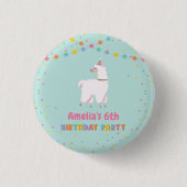 Llama Birthday Party Button (Vorderseite)