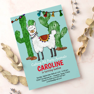 Llama Birthday Party Einladung