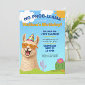 Llama Birthday Party Invite, No Prob-Llama Einladung (Stehend Vorderseite)