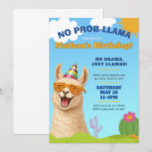 Llama Birthday Party Invite, No Prob-Llama Einladung (Vorne/Hinten)