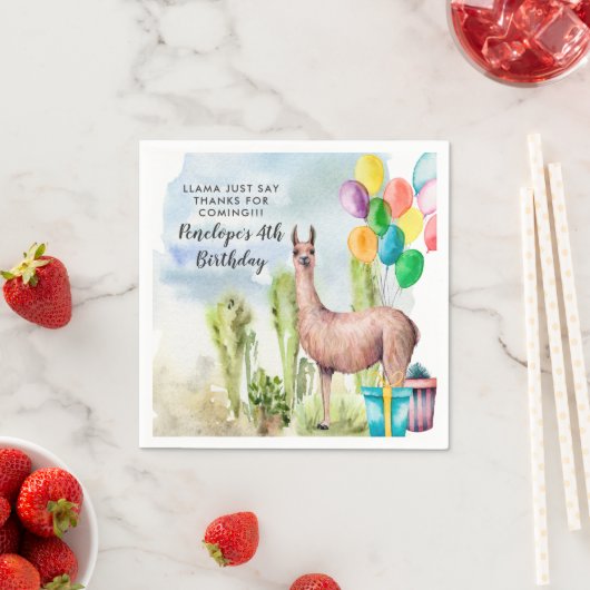 Llama Birthday Party Personalisiert Party Napkins Serviette (Beispiel)