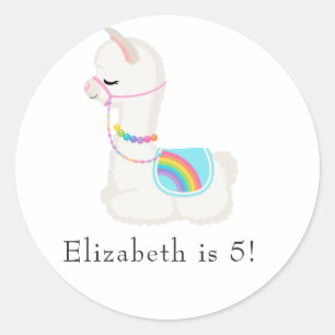 Llama Birthday Party Runder Aufkleber
