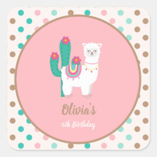 Llama Birthday Stickers