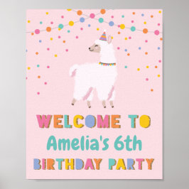 Llama Birthday Welcome Sign Poster