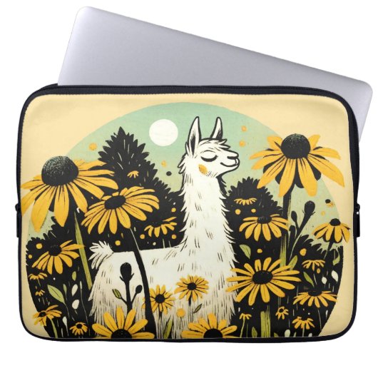 Llama Black Mit Augen Susans Laptopschutzhülle (Vorderseite)