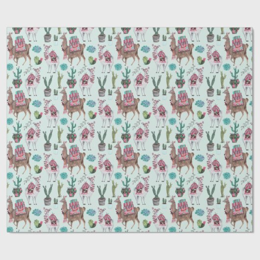 Llama | blau | Schleifpapier Geschenkpapier (Flach)