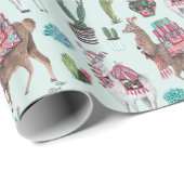 Llama | blau | Schleifpapier Geschenkpapier (Rolleneckpunkt)