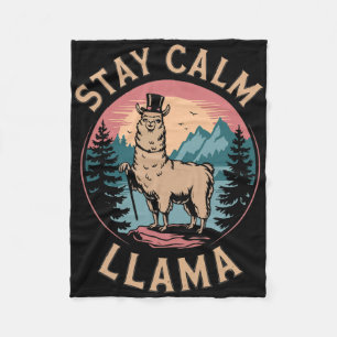 Llama Bleib Ruhig Lustiges Alpaka Beim Bergwandern Fleecedecke