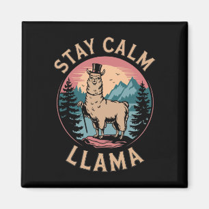 Llama Bleib Ruhig Lustiges Alpaka Beim Bergwandern Magnet