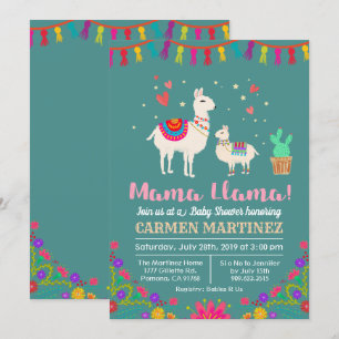 Llama-Blumen-Baby-Shower-Einladung Einladung