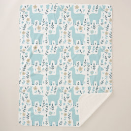 Llama & Blumen Sherpa-Decke - Benutzerdefinierte G Sherpadecke