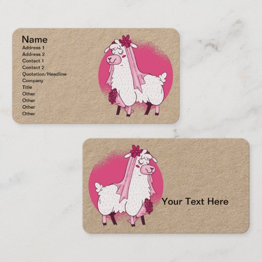 Llama Bride Visitenkarte (Vorne/Hinten)