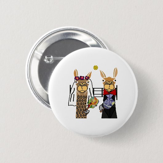 Llama Bridge und Groom Pickleba Button (Vorne & Hinten)