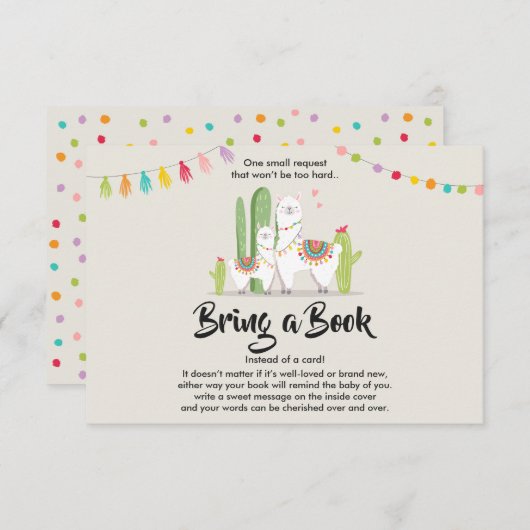 Llama Bringen Sie ein Buch Baby Dusche Fiesta Kakt Begleitkarte (Vorne/Hinten)
