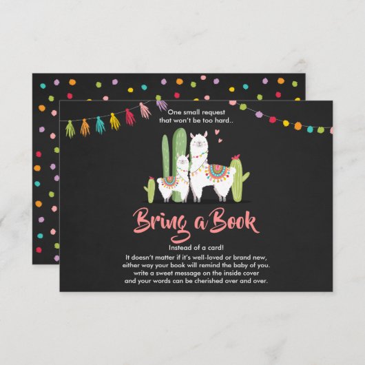 Llama Bringen Sie ein Buch Baby Dusche Fiesta Kakt Begleitkarte (Vorne/Hinten)