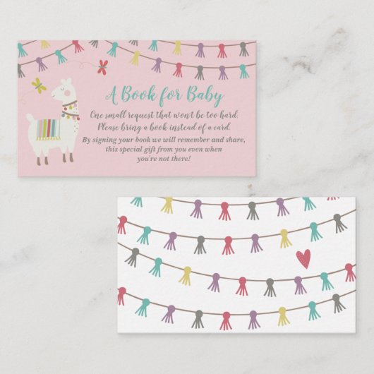 Llama bringt eine Babyduschkarte in Rosa Begleitkarte (Vorne/Hinten)