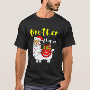 Llama Bruder leuchtet Weihnachtsmannmütze Xmas Pyj T-Shirt