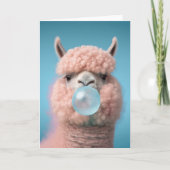 Llama Bubblegum Funny Dankeskarte (Vorderseite)