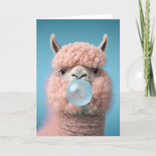 Llama Bubblegum Funny Dankeskarte (Vorderseite)